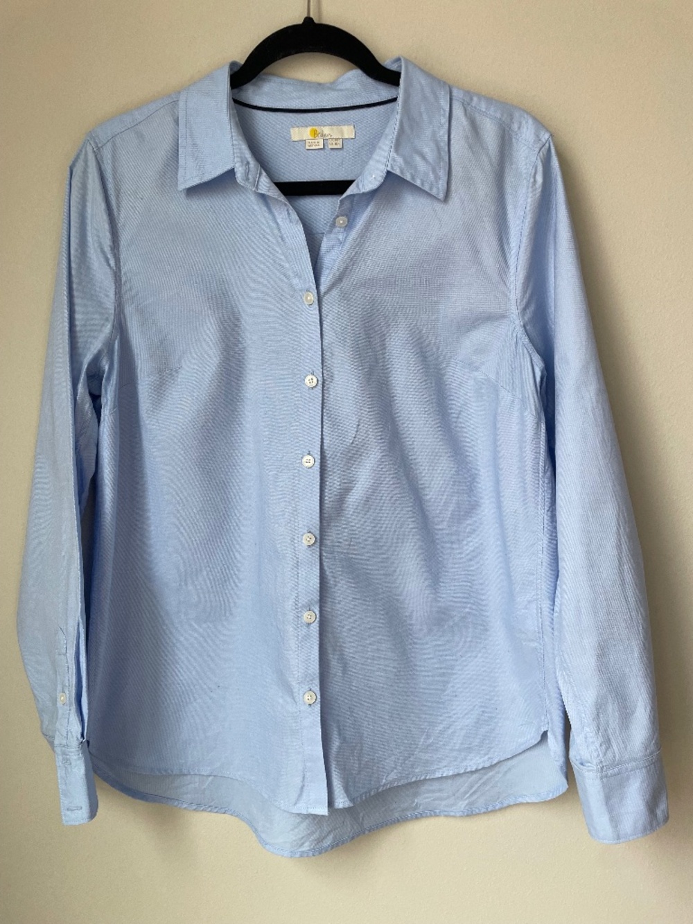 Boden Oxford Shirt Women's US 10 Light Blue 100% Cotton Button Front Top